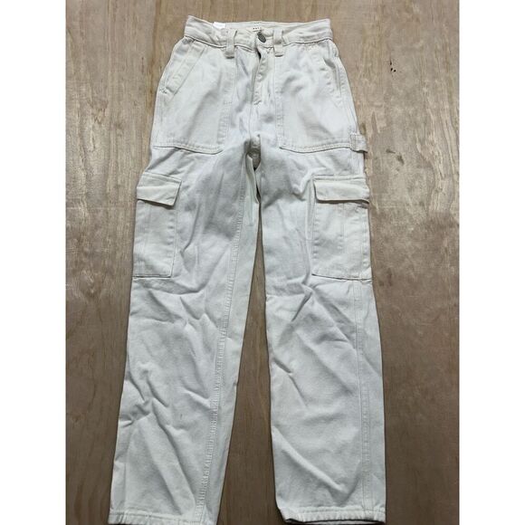 Pacsun High Rise Carpenter Pants Canvas Sz 23 Baggy Beige Straight Work Trendy - Picture 1 of 5